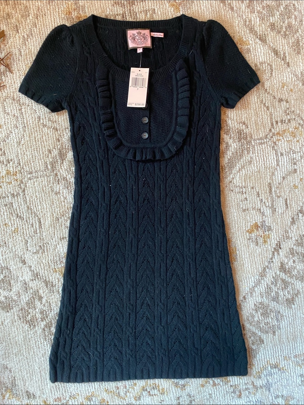 Juicy Couture Black Short Cable-Knit cashmere y2k Mini Dress
